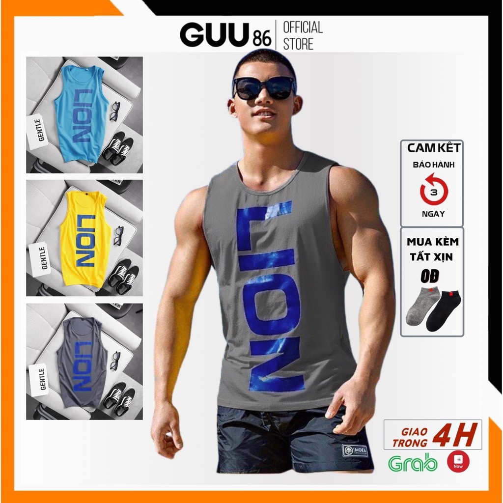 Áo 3 lỗ nam LION kiểu dáng tanktop thể thao, vải mè thái co giãn 4 chiều thoáng mát