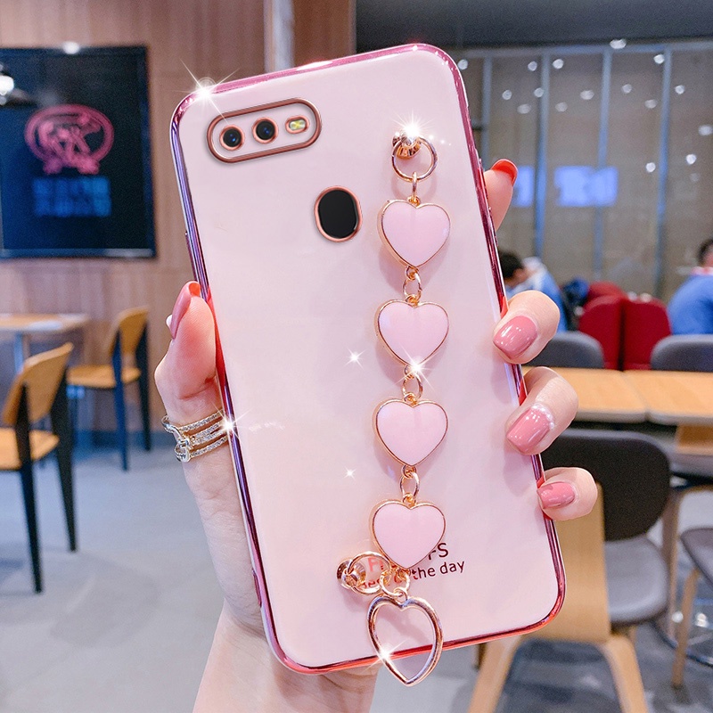 Ốp lưng OPPO A5S A12 F9 F9 Pro case Vỏ điện thoại mạ điện sang trọng với vòng đeo tay kim cương