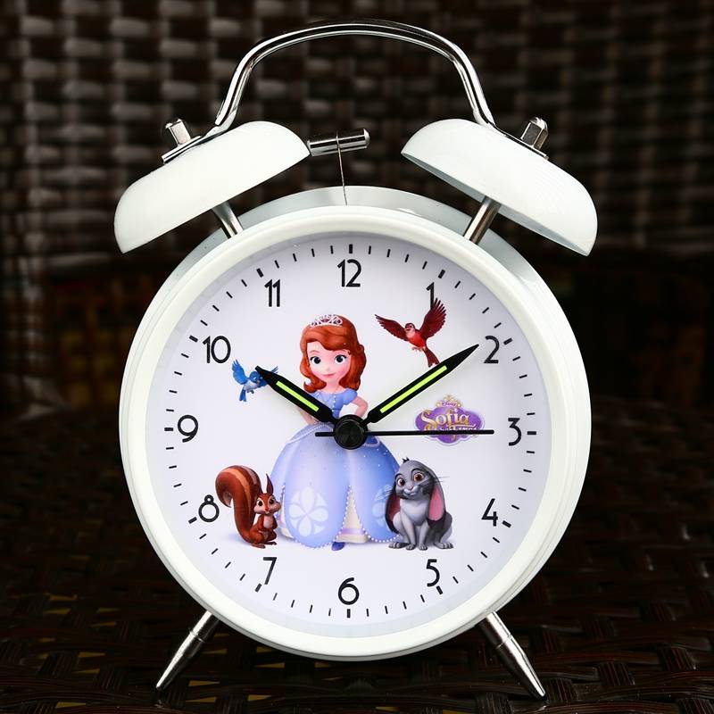 Đồng Hồ Báo Thức Trẻ Em Hoạt Hình。 Đồng Hồ Báo Thức Bằng Kim Loại Thiết Kế Sáng Tạo Phong Cách Công Chúa Dành Cho Bé