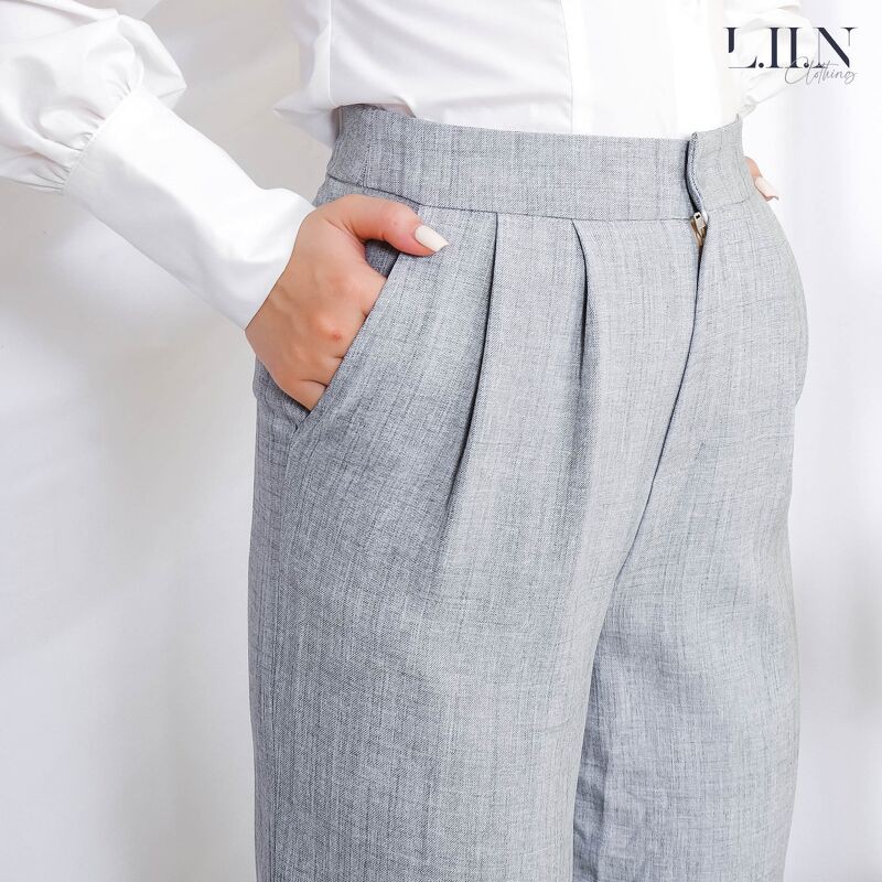 [Freeship đơn từ 0đ] Quần tây nữ công sở ống rộng màu xám Q3304 | BigBuy360 - bigbuy360.vn