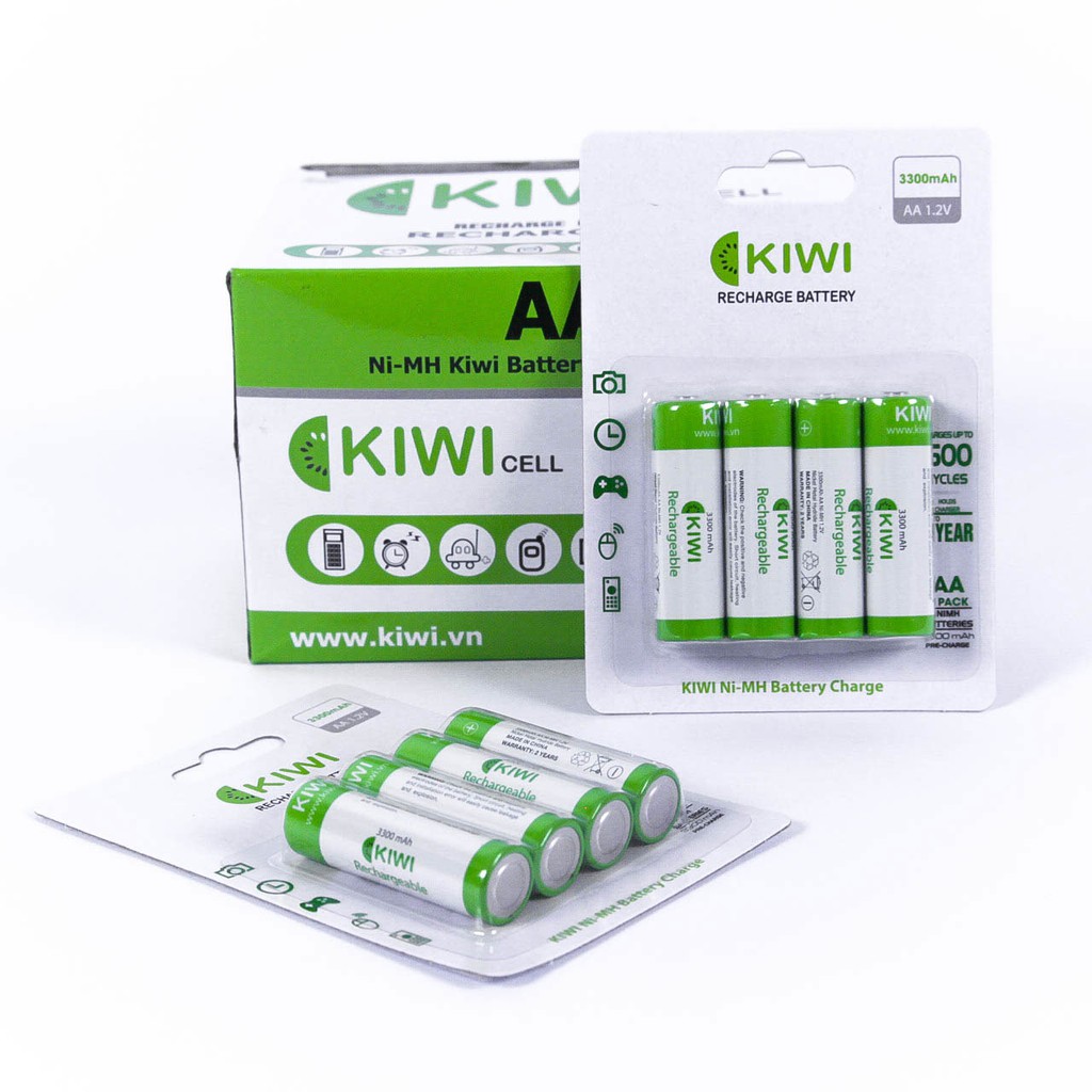 [ Chính Hãng ] Pin sạc Kiwi Ni-MH AA vỉ 4 viên 3300mAh Rechargeable