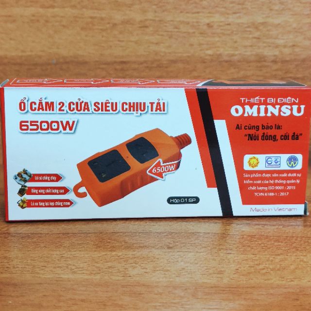 Ổ cắm chịu tải cao OMINSU® 6500W - Lõi sứ, vỏ ngoài siêu dày
