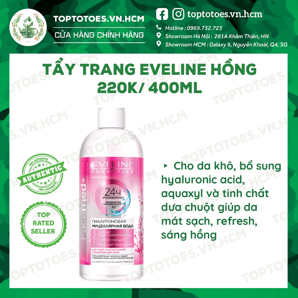 Tẩy trang 3 in 1 Eveline FACEMED+ giữ ẩm 24 giờ 400ml