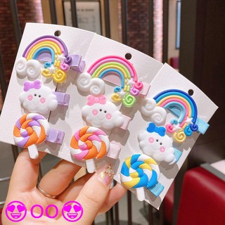 💍💍 Kẹp tóc hình kẹo mút màu cầu vồng siêu dễ thương cho bé