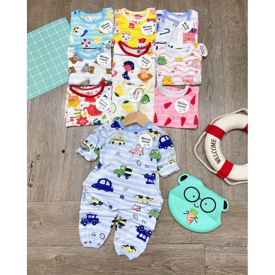 (Được lựa mẫu) Bộ quần áo dài tay Minky mom họa tiết ngộ nghĩnh chất cotton giấy thái siêu đẹp cho bé trai, bé gái