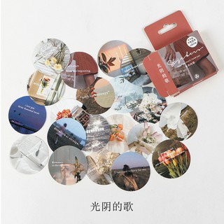 Set 40 chiếc sticker tròn phong cảnh xinh trang trí