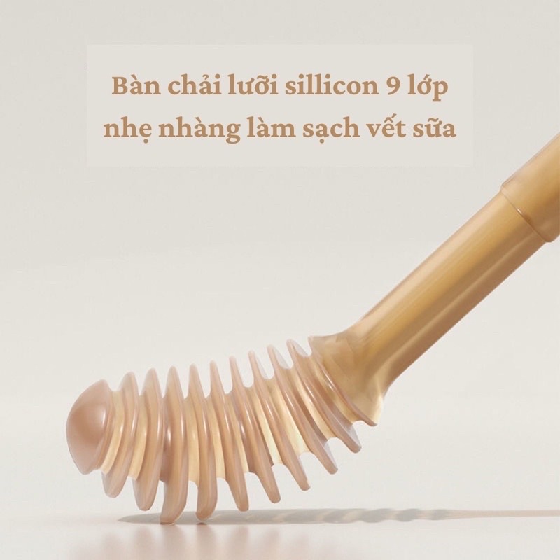 Bàn chải + rơ lưỡi silicone cho bé 6m+