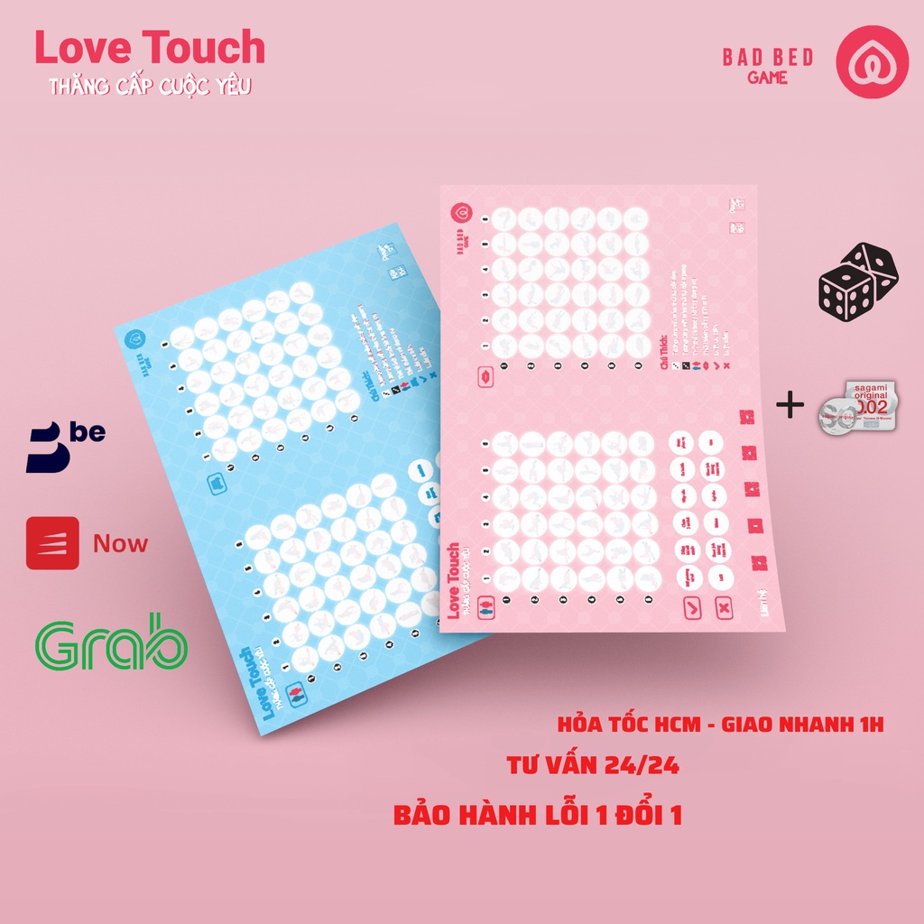 Bảng game bad bed trò chơi dringking game với các tư thế trên giường nâng cảm xúc tinh yêu - LOVE TOUCH