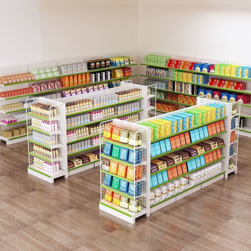 Kệ siêu thị giá trưng bày hàng hóa nhiều tầng cửa tiện lợi văn phòng phẩm đồ ăn nhẹ Hộp đựng hai mặt một