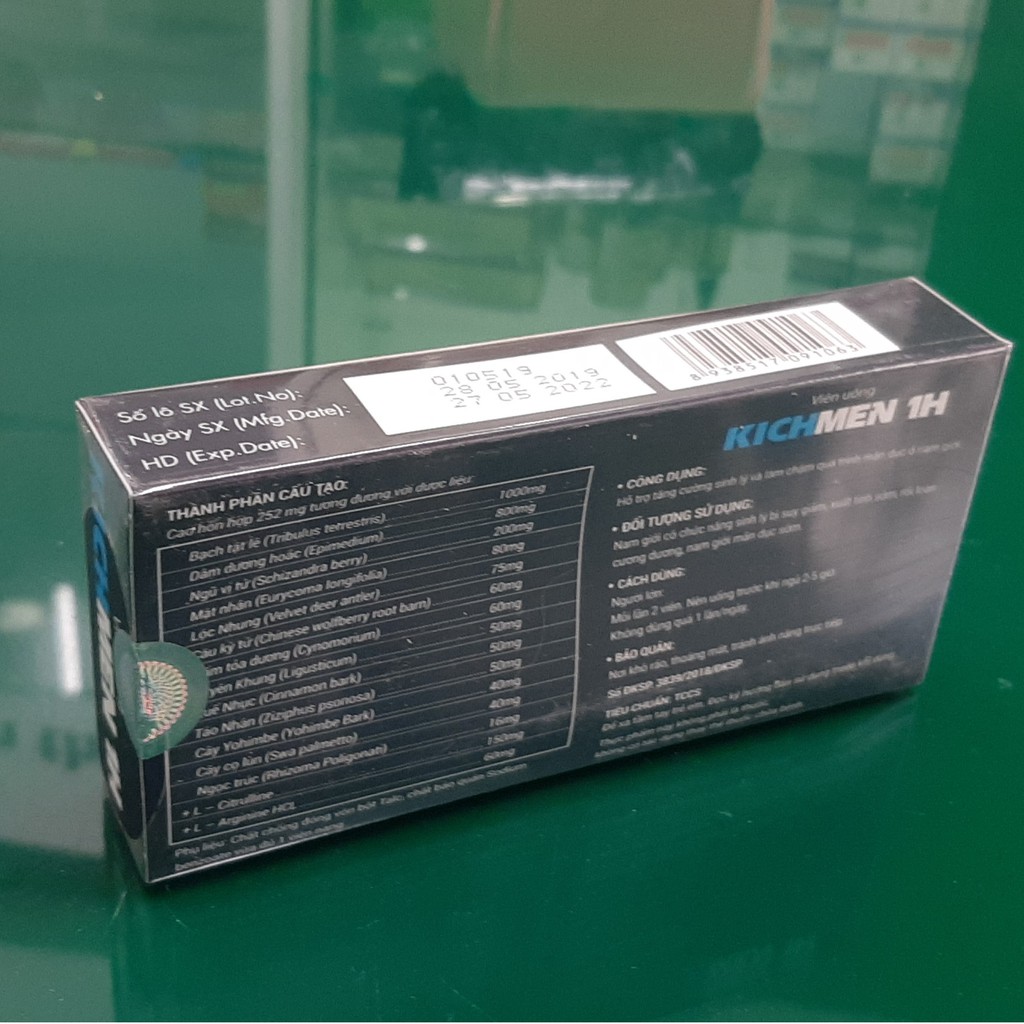Kichmen 1H 6 viên- Hỗ trợ tăng cường sinh lý nam, làm chậm quá trình mãn dục nam, giảm xuất tinh sớm