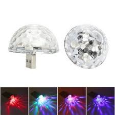 Đèn LED mini USB - Đèn LED quả cầu xoay cảm ứng pha lê 7 màu nháy theo nhạc cho điện thoại
