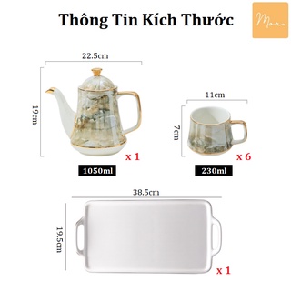 Bộ ấm trà sứ vân đá cao cấp - MOR01