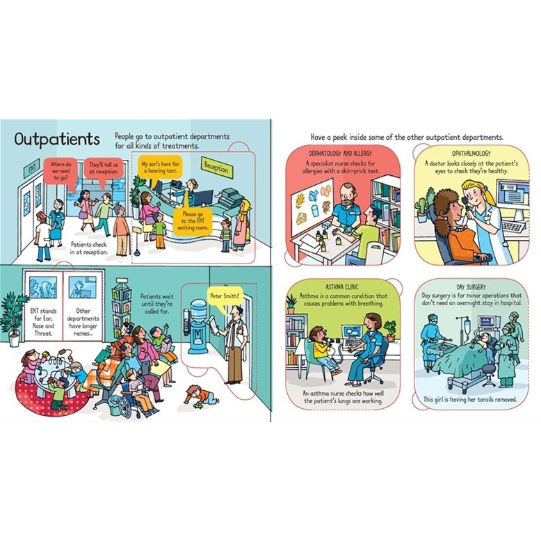 Sách - Look Inside A Hospital Usborne - cho bé tìm hiểu về nghề bác sĩ