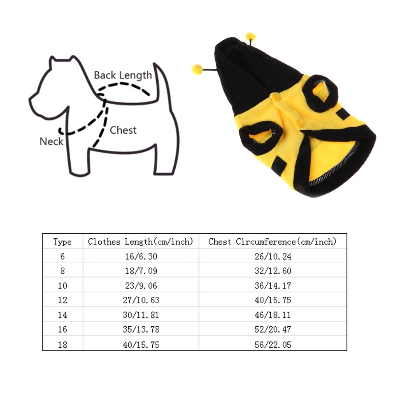 Trang Phục Hóa Trang Chú Ong May Mắn Màu Vàng Và Đỏ Ấm Áp Mùa Đông Cho Chó Mèo