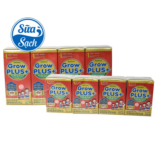 Sữa bột pha sẵn NutiFood Grow Plus Đỏ/Xanh/Trắng 180ml/110ml