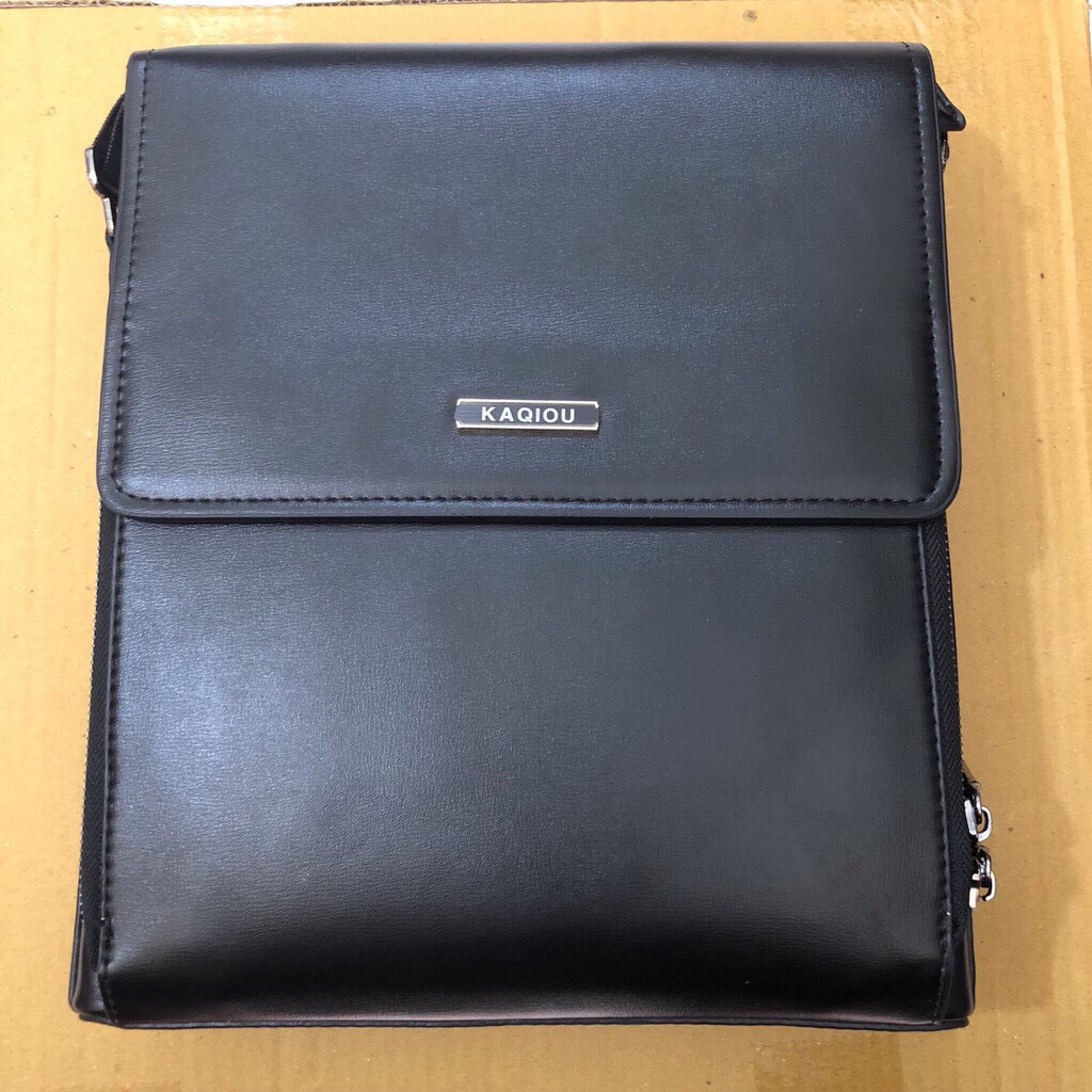 Túi đeo chéo nam da bò cao cấp KAQIOU - KT:C27xR24xS5 cm (Màu: Nâu - Đen) | BigBuy360 - bigbuy360.vn