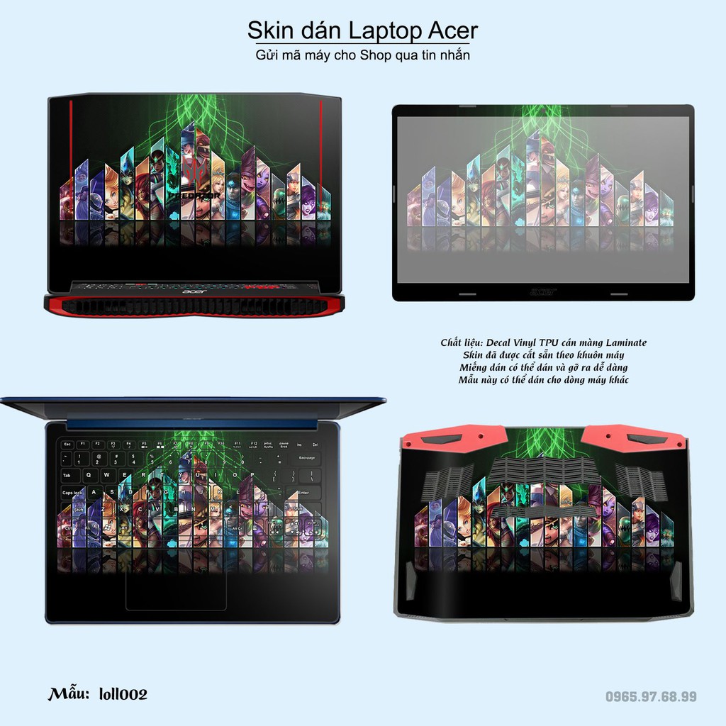 Skin dán Laptop Acer in hình Liên Minh Huyền Thoại (inbox mã máy cho Shop)