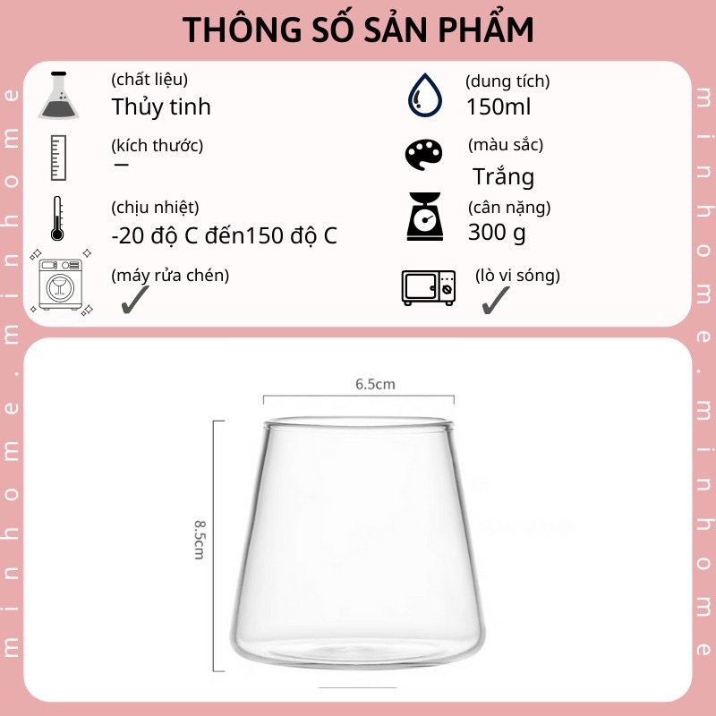 Cốc Trơn Sang Chảnh Cao Cấp Ly Thuỷ Tinh Giá Rẻ Minhome
