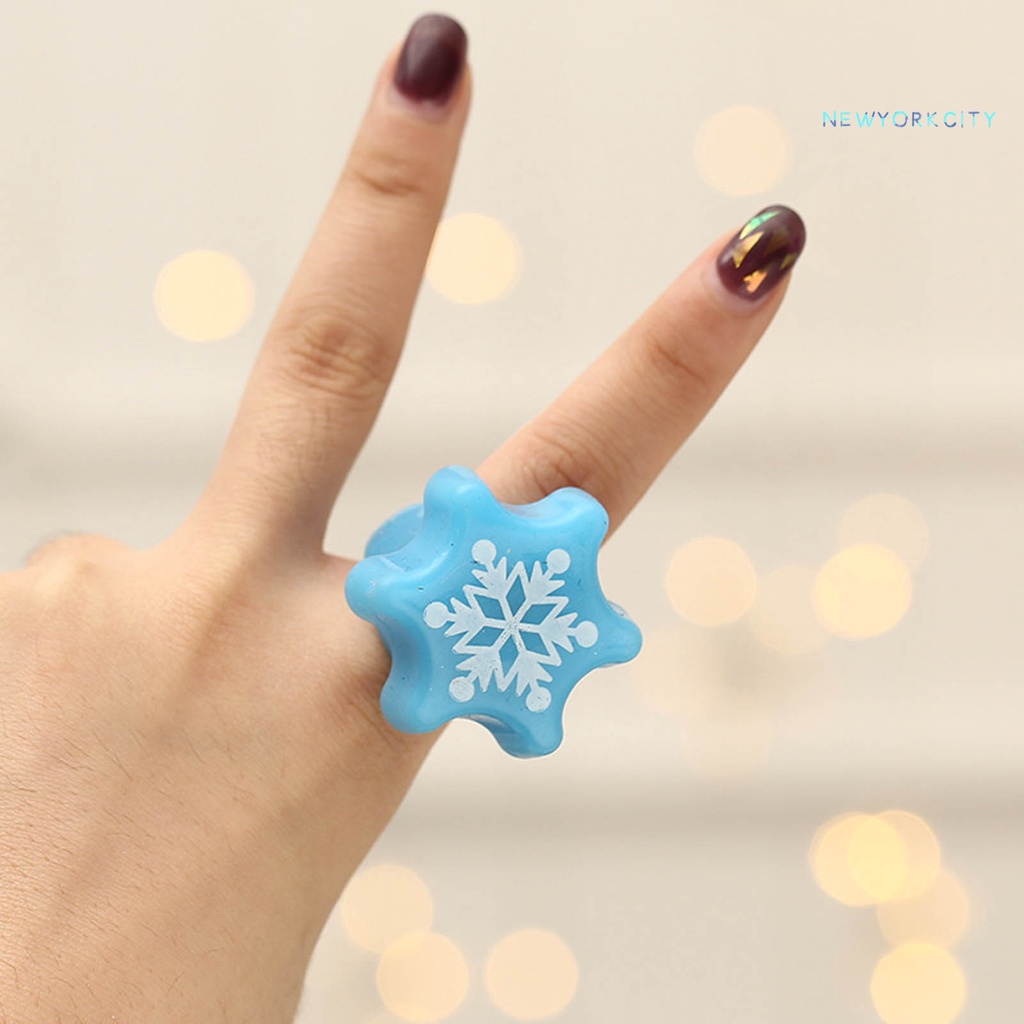 Nhẫn Đeo Ngón Tay Tạo Hình Ông Già Noel / Người Tuyết Có Đèn Phát Sáng Trong Đêm Giáng Sinh