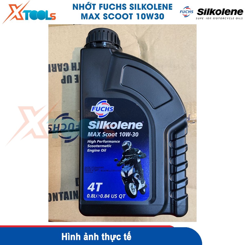 Nhớt xe nhập khẩu chính hãng Fuchs Silkolene Max Scoot 10W30 800-1000ml, tiết kiệm xăng, chống mài mòn-CHÍNH HÃNG-XTOOLS
