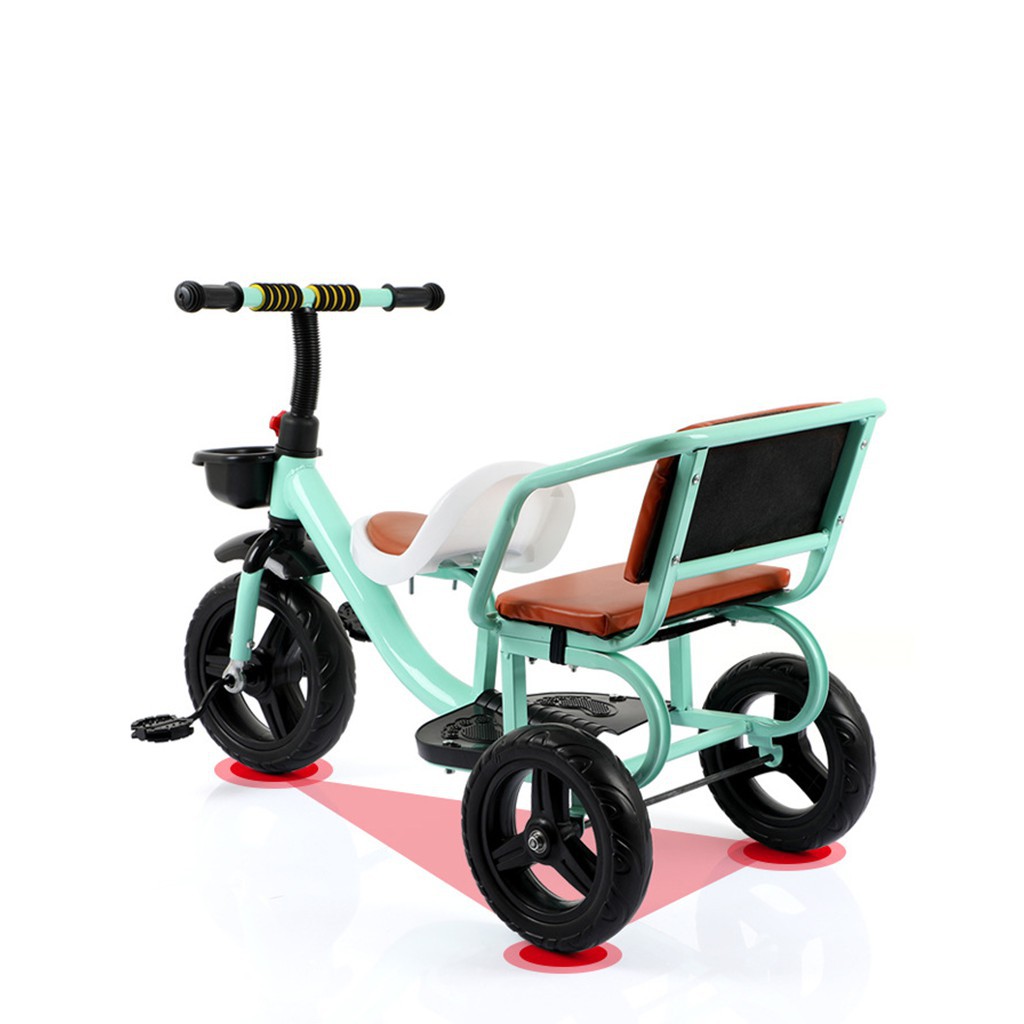 [Trợ Giá] Xe đạp xích lô cho bé yên bọc da cao cấp 2 chỗ ngồi