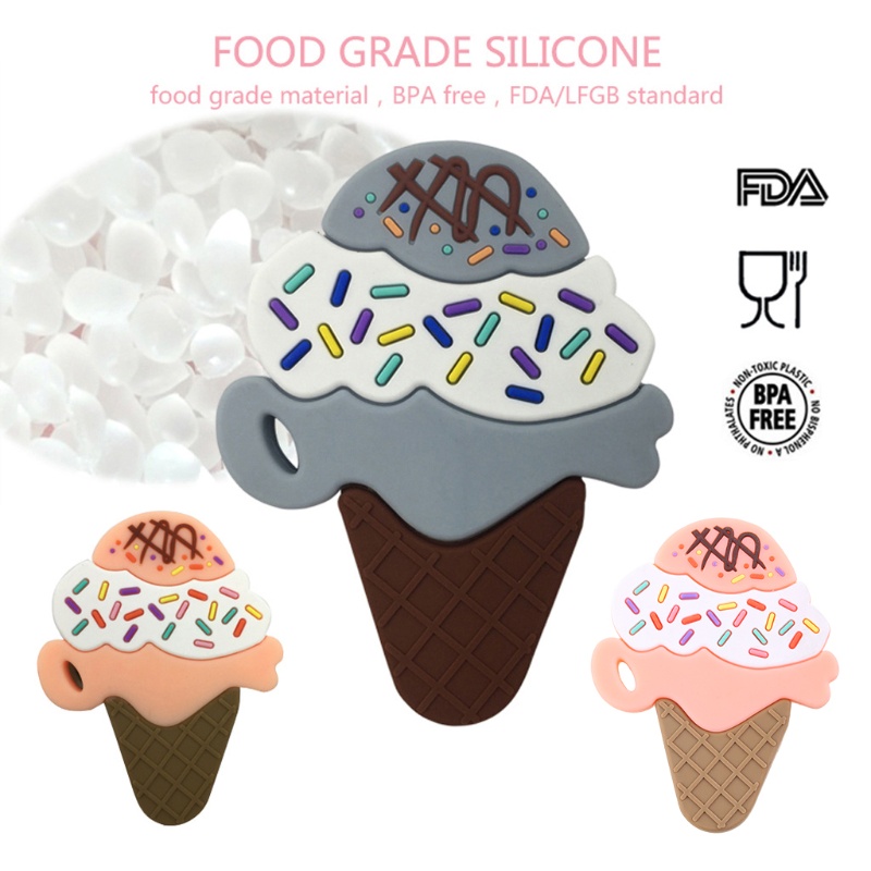 Đồ Chơi Ngậm Mọc Răng Giảm Đau Hình Cây Kem Bằng Silicon Dễ Thương Cho Bé Sơ Sinh