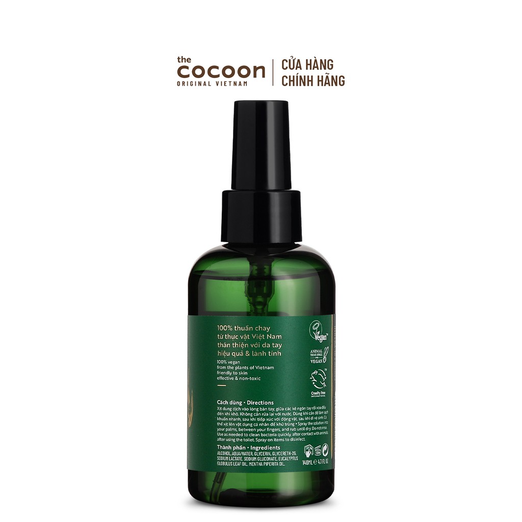 Nước rửa tay khô khuynh diệp & bạc hà Cocoon sạch khuẩn không gây khô da 140ml