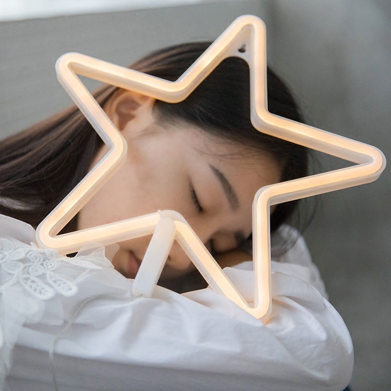 Đèn trang trí phòng ngủ NEON ngôi sao - Decor trang trí - Đèn Led - Màu vàng ấm và nhiều màu sinh động