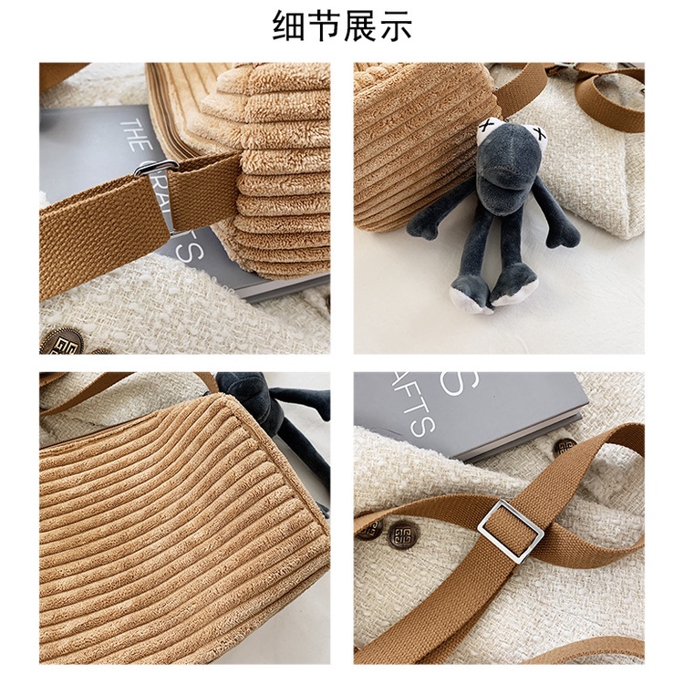 Túi đeo vai JASMIN NOIR hình vuông cỡ nhỏ kẻ sọc phối dây thời trang cho nữ