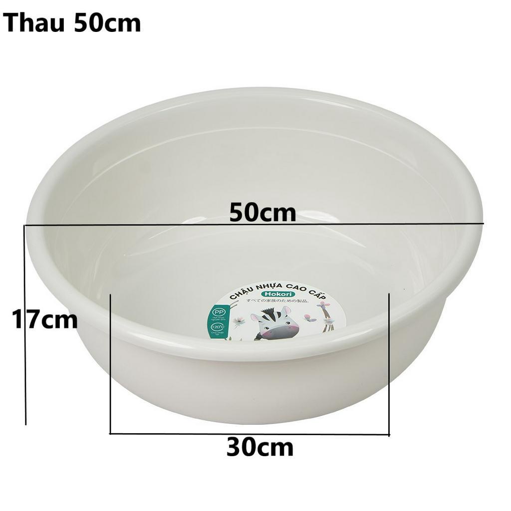 Bộ 2 thau chậu HOKORI cỡ đại lớn nhựa VIỆT NHẬT cao cấp 50/55cm - Tắm bé, giặt quần áo - Chính hãng 2526/27