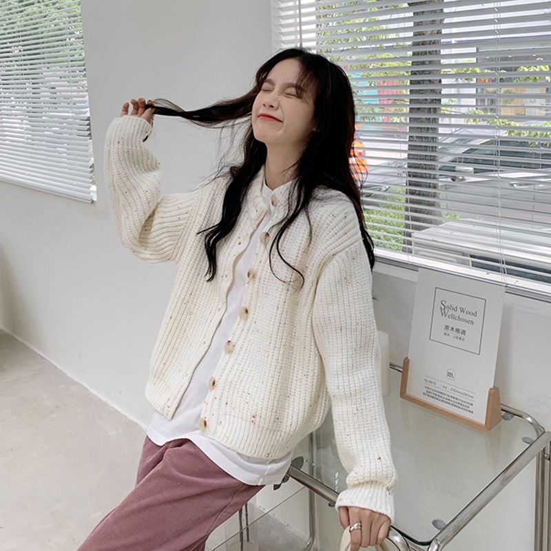 Korean Women loose long-sleeved sweater knit cardigan jacket