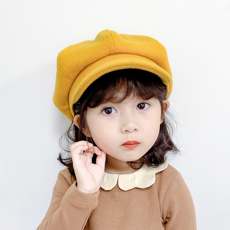 Mũ nồi màu trơn đơn giản giữ ấm thời trang mùa thu đông xinh xắn cho bé gái