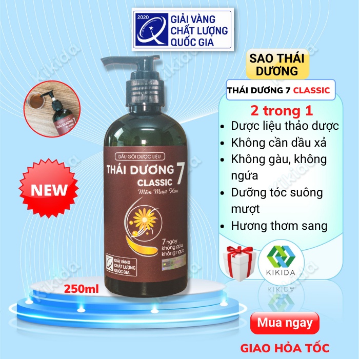 Dầu gội THÁI DƯƠNG 7 dược liệu thảo dược An toàn giúp dưỡng tóc bồng bềnh sạch gàu và giảm rụng tóc