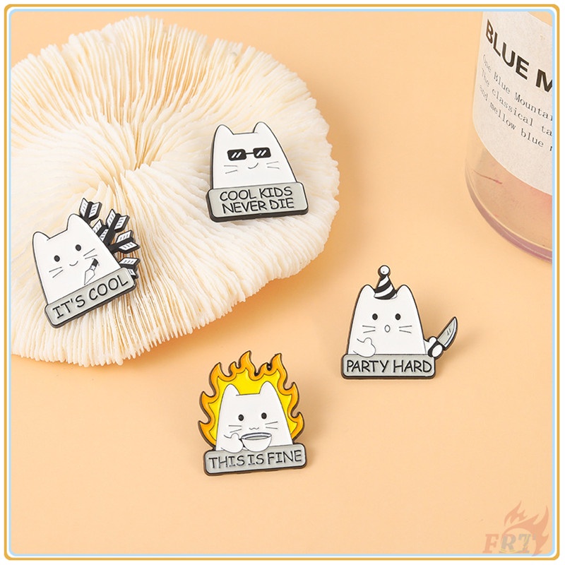 ♥ Khuy Cài Áo Hình Mèo Trắng Cá Tính ♥ 1 Huy Hiệu Gài Balo Hình Thú Cưng Dễ Thương