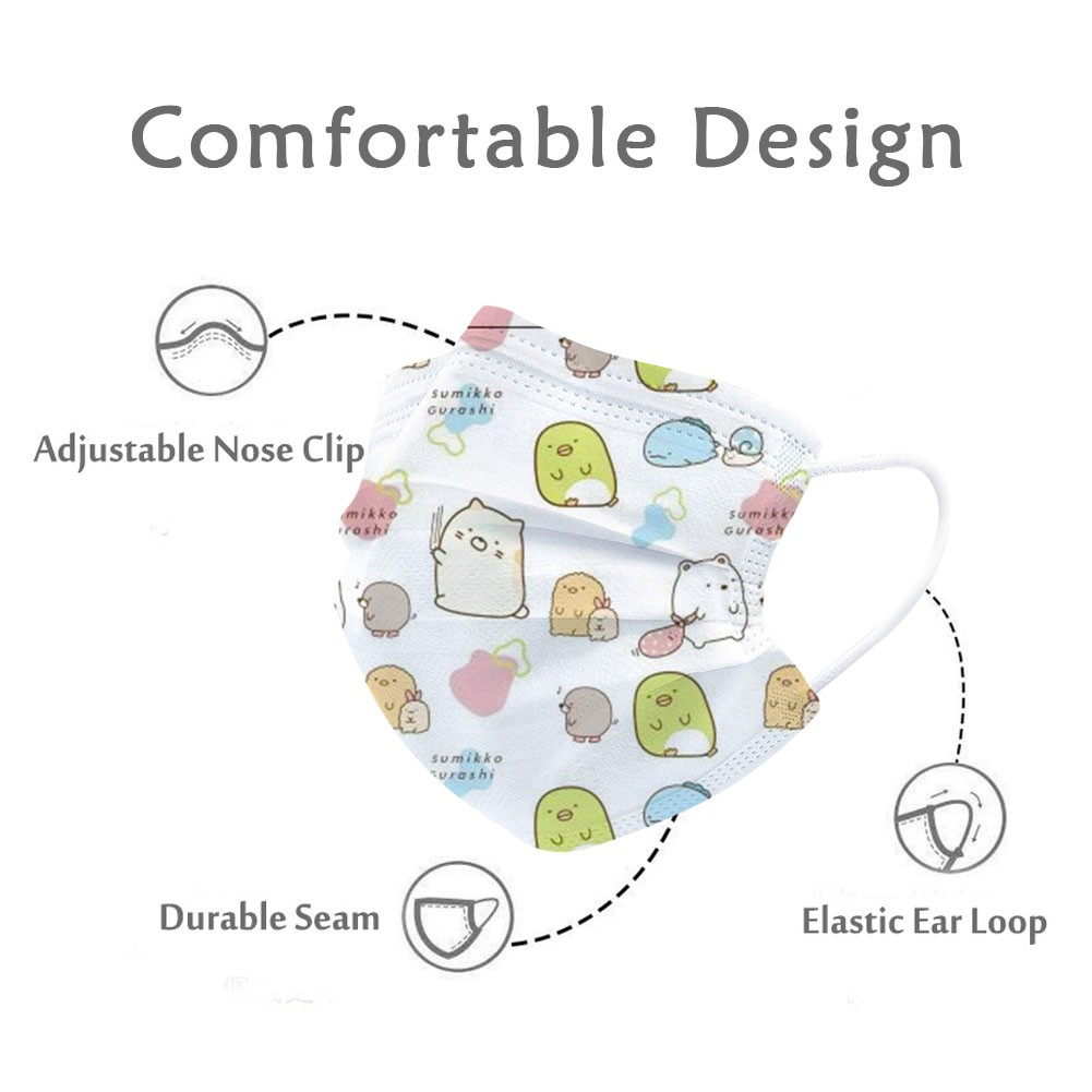 HW Hộp 50 Cái - Khẩu Trang Tế Trẻ Em Kid Mask Hình Siêu  3 Lớp Dễ Thương Dành Cho Bé