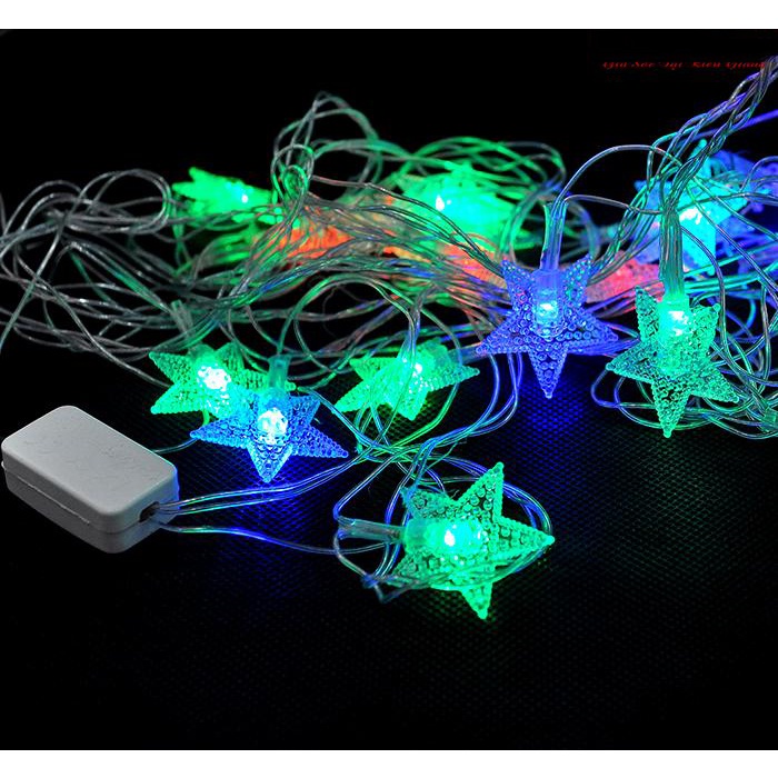 Dây đèn led hình ngôi sao, hình tròn bi trang trí noel, sinh nhật, tiệc cưới, dây đèn led 5m, đủ màu