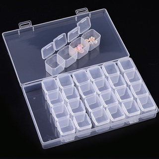 Hộp nhựa trong suốt 28 ngăn đựng charm, đá, phụ kiện nail, có thể tháo rời dễ dàng
