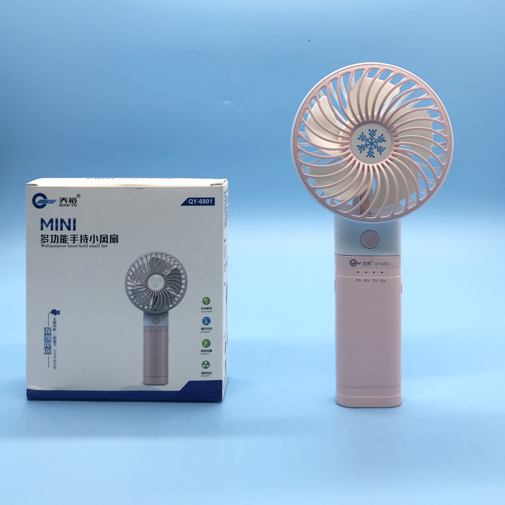 Quạt Cầm Tay Mini - Có Sạc Dự Phòng cho điện thoại, với dung lượng pin siêu lớn 3000mAh QY-6801