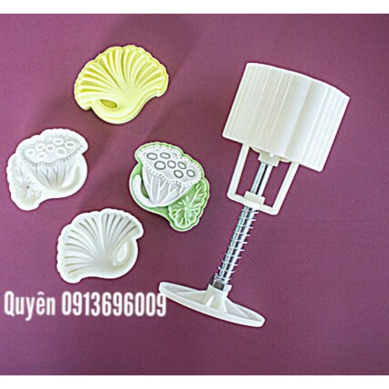 Khuôn trung thu lò xo ĐÀI SEN 2 mặt 1 nhấn size 50g