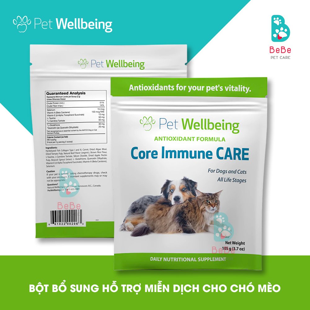 PET WELLBEING Core Immune CARE 105Gr - Bột Bổ Sung Hỗ Trợ Miễn Dịch Cho Chó Mèo