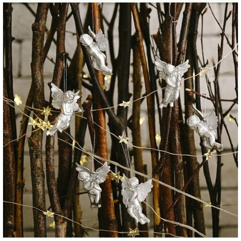 Bộ 6 phụ kiện trang trí cây thông giáng sinh hình thiên thần xinh xắn