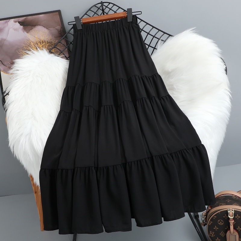 Chân váy suông form dài nhún tầng thời trang, dáng tiểu thư Vintage chất xịn, đẹp