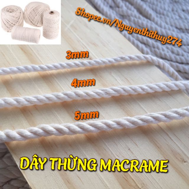 Dây thừng macrame màu kem 2mm, 3mm,4mm,5mm loại đẹp ( HÌNH THẬT 100% )