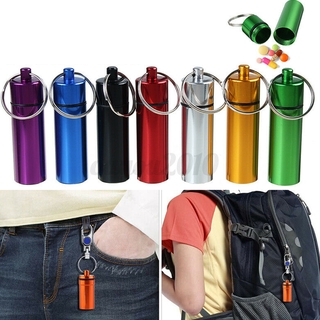 (Hàng Mới Về) Set 6 Hộp Đựng Thuốc Mini Bằng Kim Loại Có Móc Khóa Tiện Dụng