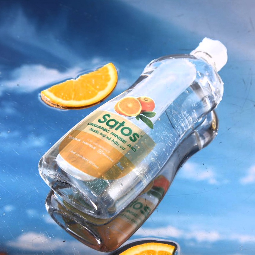 Nước làm bóng sinh học Satos 500ml - Dùng cho các dòng máy rửa bát - không mùi, không màu,an toàn cho sức khoẻ.