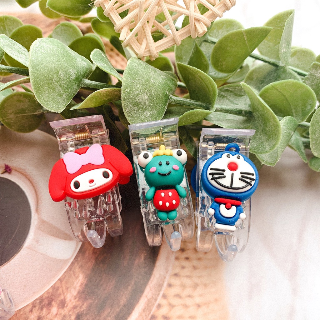 Kẹp Càng Cua 3 Răng Nhựa Trong Suốt Chống Gãy Tốt Hình Thú Hoạt Hình Xinh Xắn