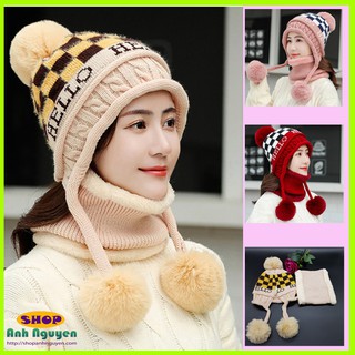 Combo nón và khăn cổ len