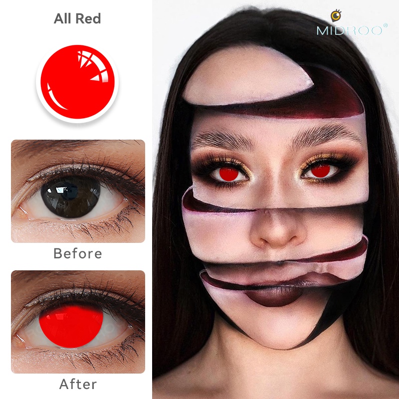 Cặp kính áp tròng MIDROO hoá trang ma cà rồng kích thước 14.5mm thiết kế mềm mại thoải mái