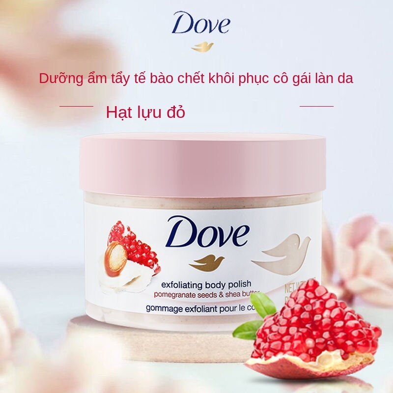 Kem Dove giúp tẩy tế bào chết chăm sóc da chiết xuất bơ hạt mỡ và hạt lựu Làm trắng Trẻ hóa da 298g