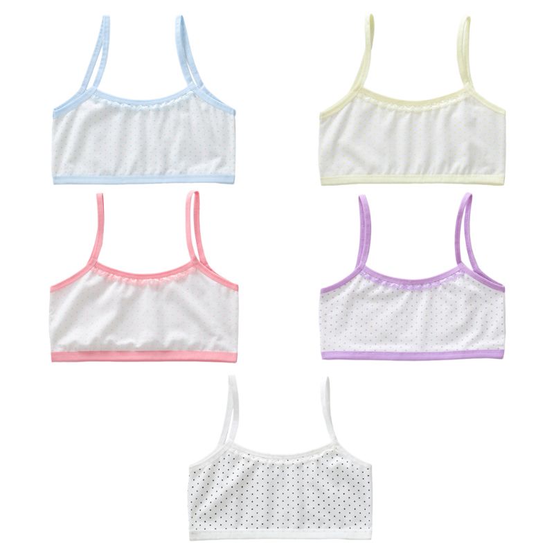 Áo Ngực Cotton Cổ Chữ U Phối Ren Họa Tiết Chấm Bi Màu Sắc Ngọt Ngào Thoáng Khí Thời Trang Cho Bé Gái Tuổi Dậy Thì